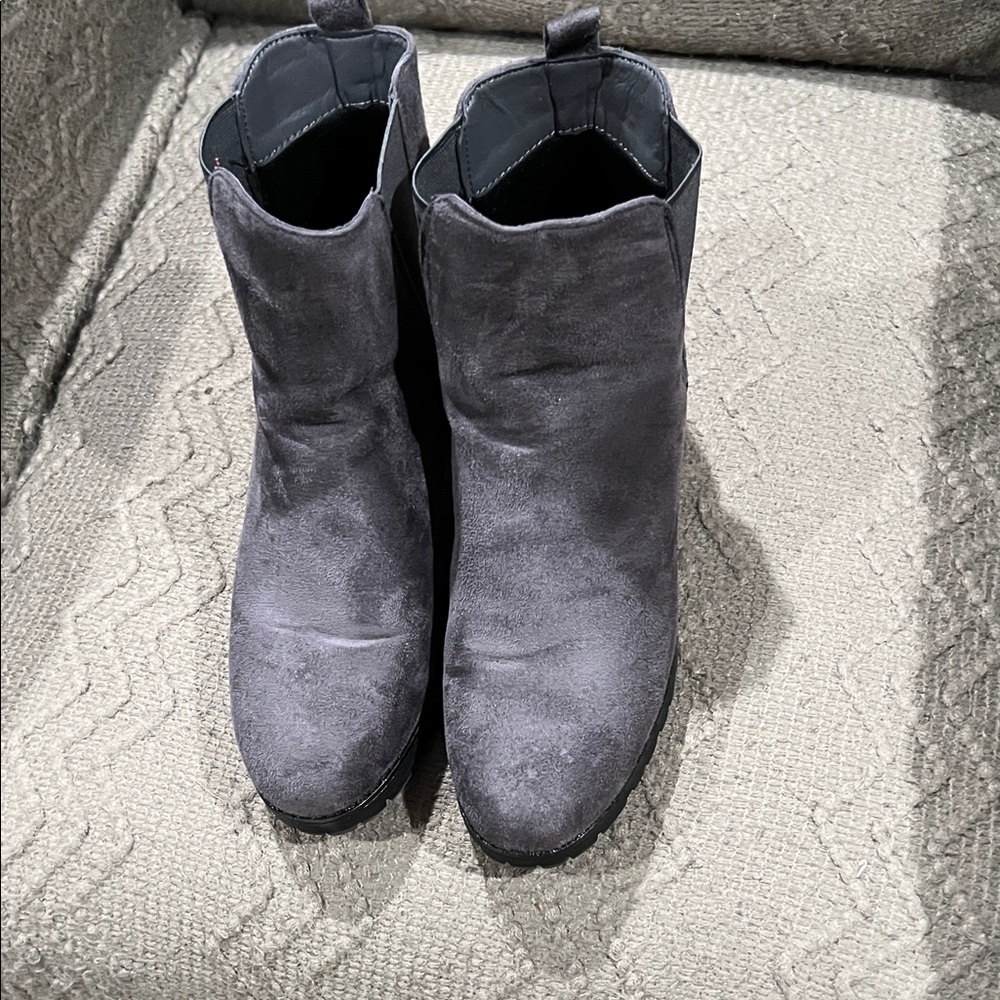 Gray Suede Ankle Boots